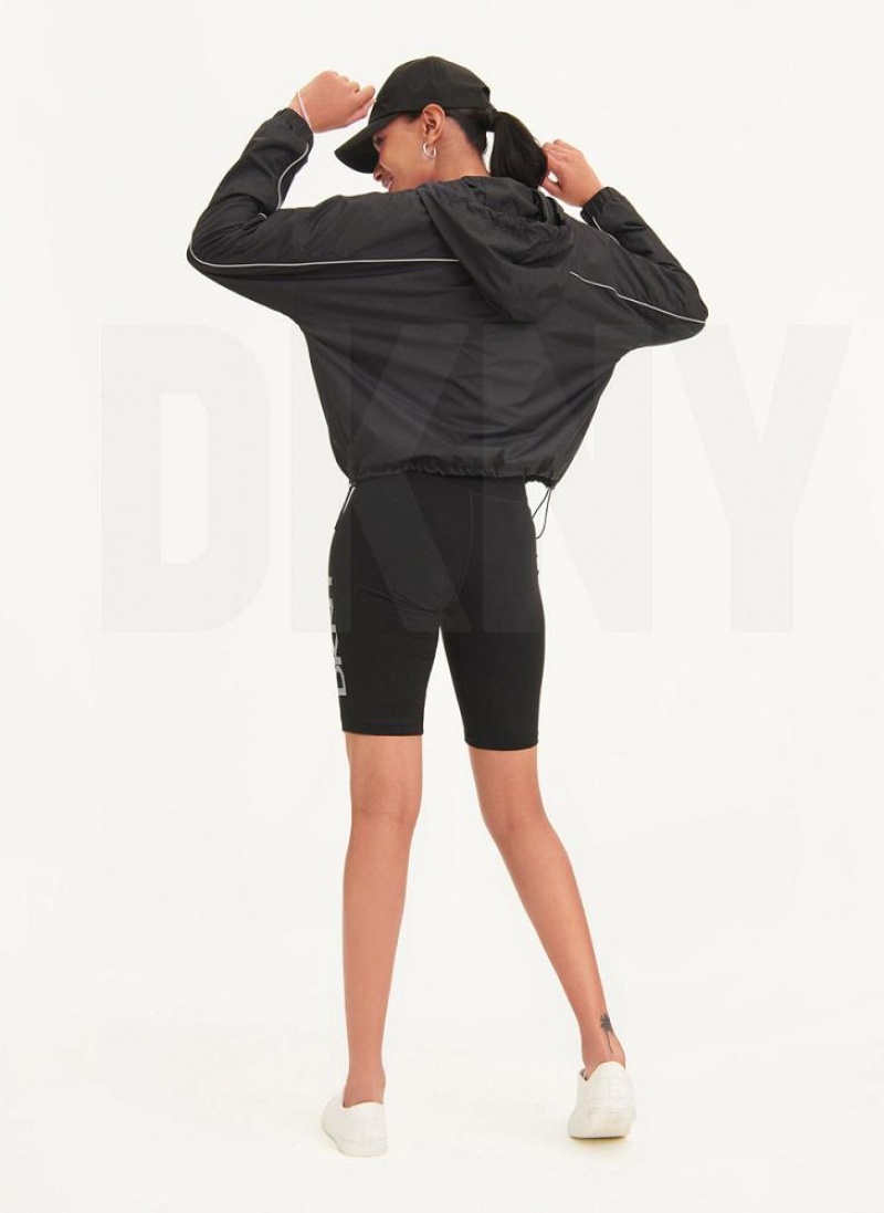 DKNY Windbreaker With Reflective Taping Women's Jackets Black | Ireland_D1103