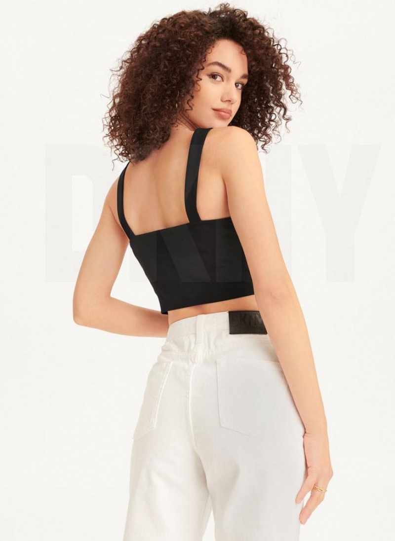 DKNY Wired Crop Women's Tank Top Black | Ireland_D0223