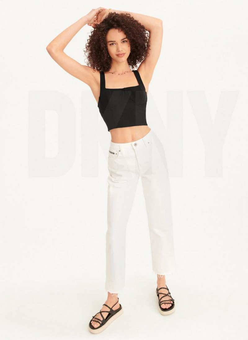 DKNY Wired Crop Women's Tank Top Black | Ireland_D0223