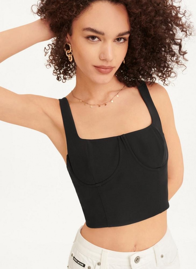 DKNY Wired Crop Women's Tank Top Black | Ireland_D0223