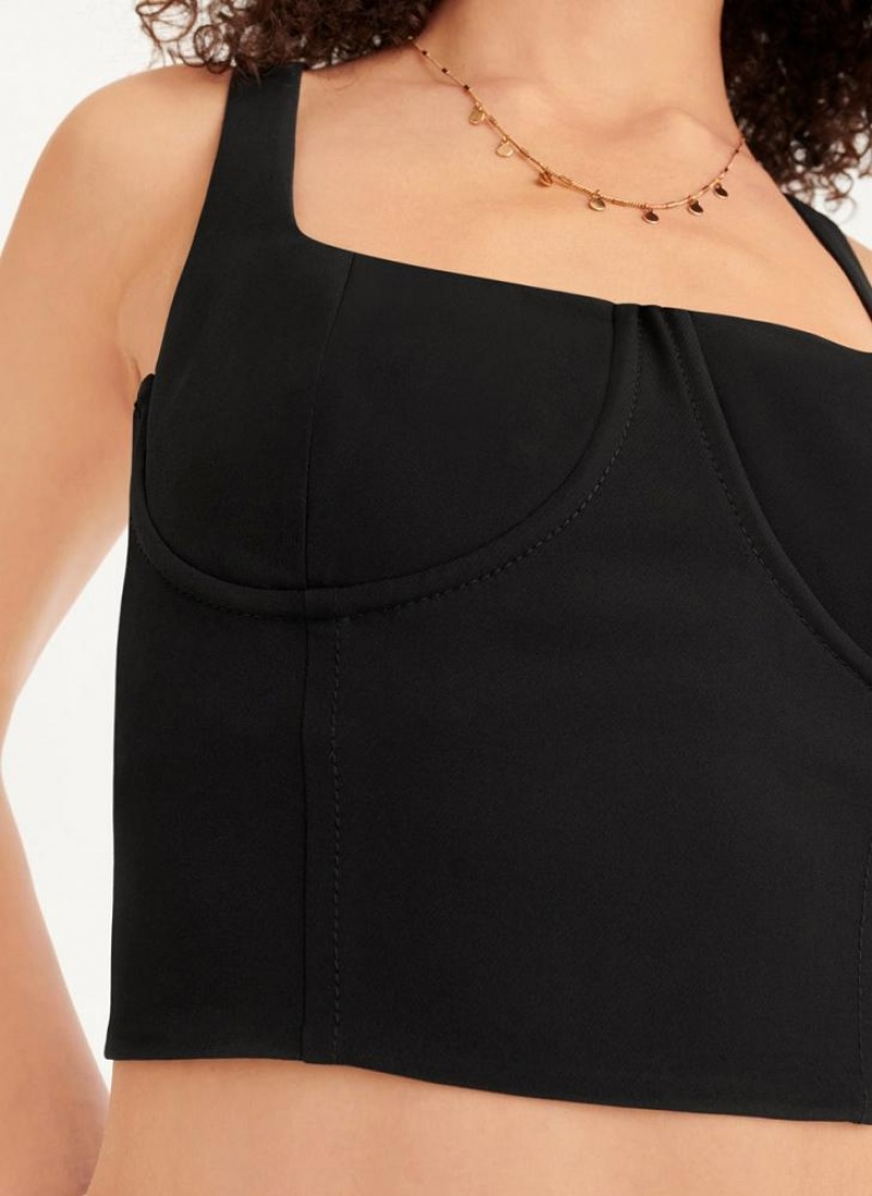 DKNY Wired Crop Women's Tank Top Black | Ireland_D0223