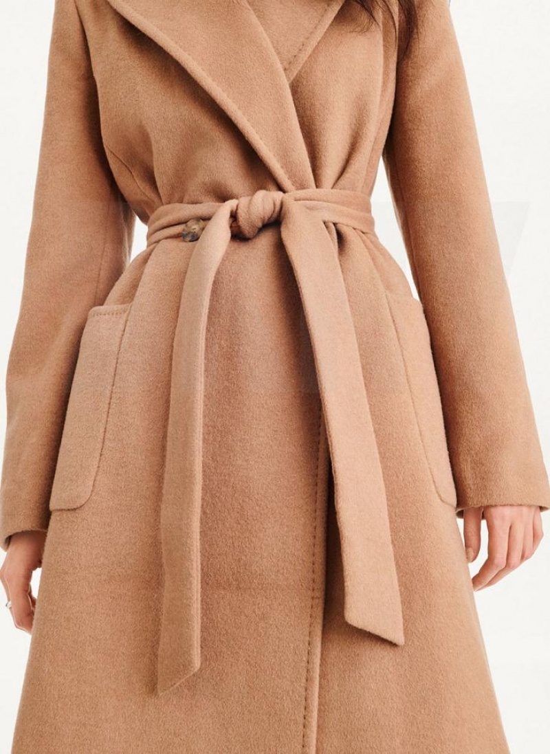 DKNY Wool Wrap Women's Coats Brown | Ireland_D0211