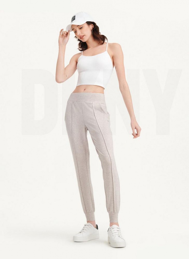 DKNY Yoga Terry Pintuck Women's Joggers Beige | Ireland_D1102