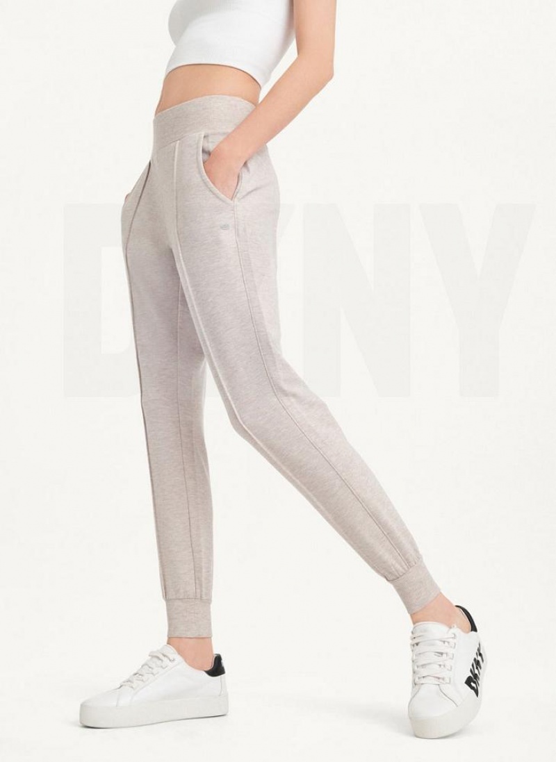 DKNY Yoga Terry Pintuck Women's Joggers Beige | Ireland_D1102