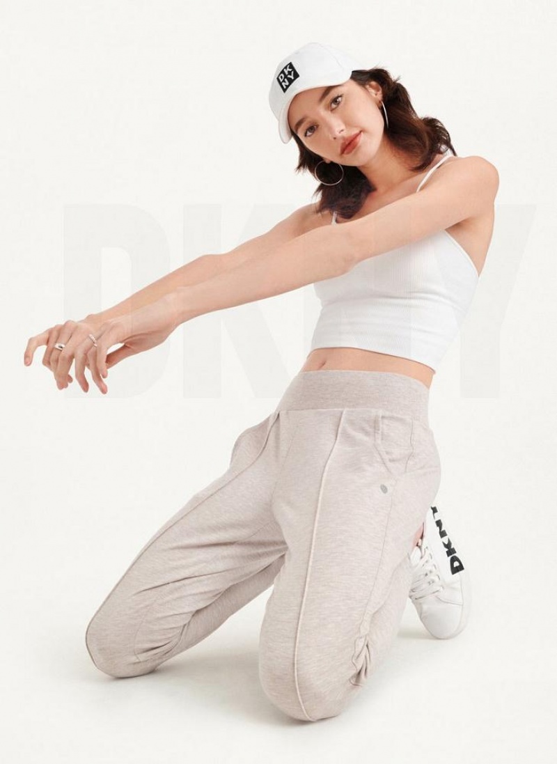 DKNY Yoga Terry Pintuck Women's Joggers Beige | Ireland_D1102