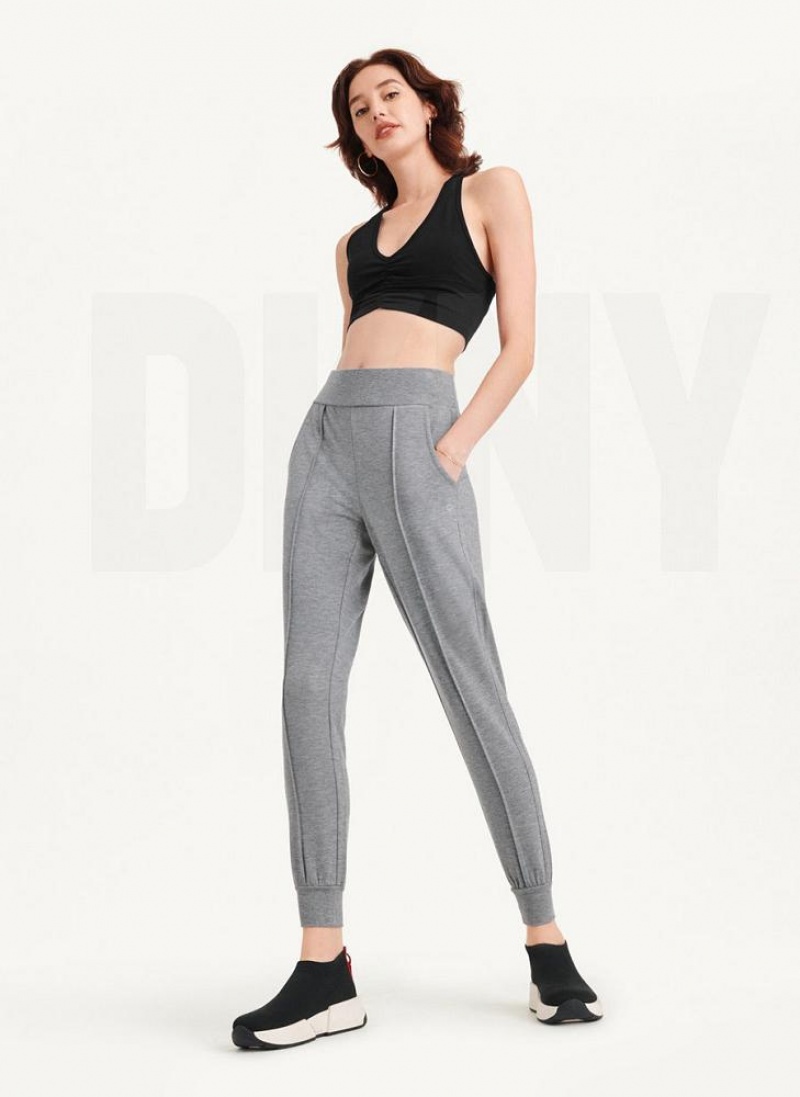 DKNY Yoga Terry Pintuck Women's Joggers Grey | Ireland_D1259