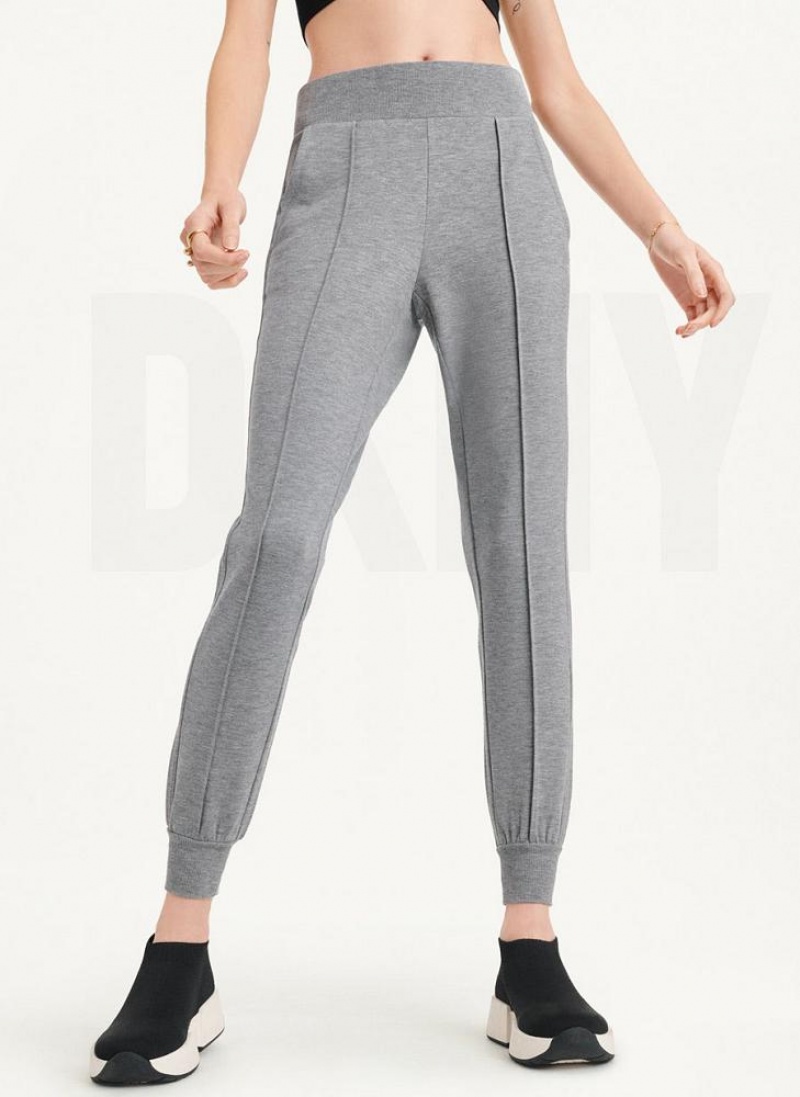 DKNY Yoga Terry Pintuck Women\'s Joggers Grey | Ireland_D1259