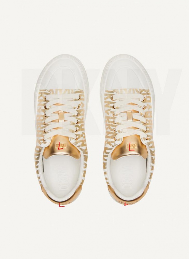 DKNY York Lace Up Women's Sneakers Gold | Ireland_D1807