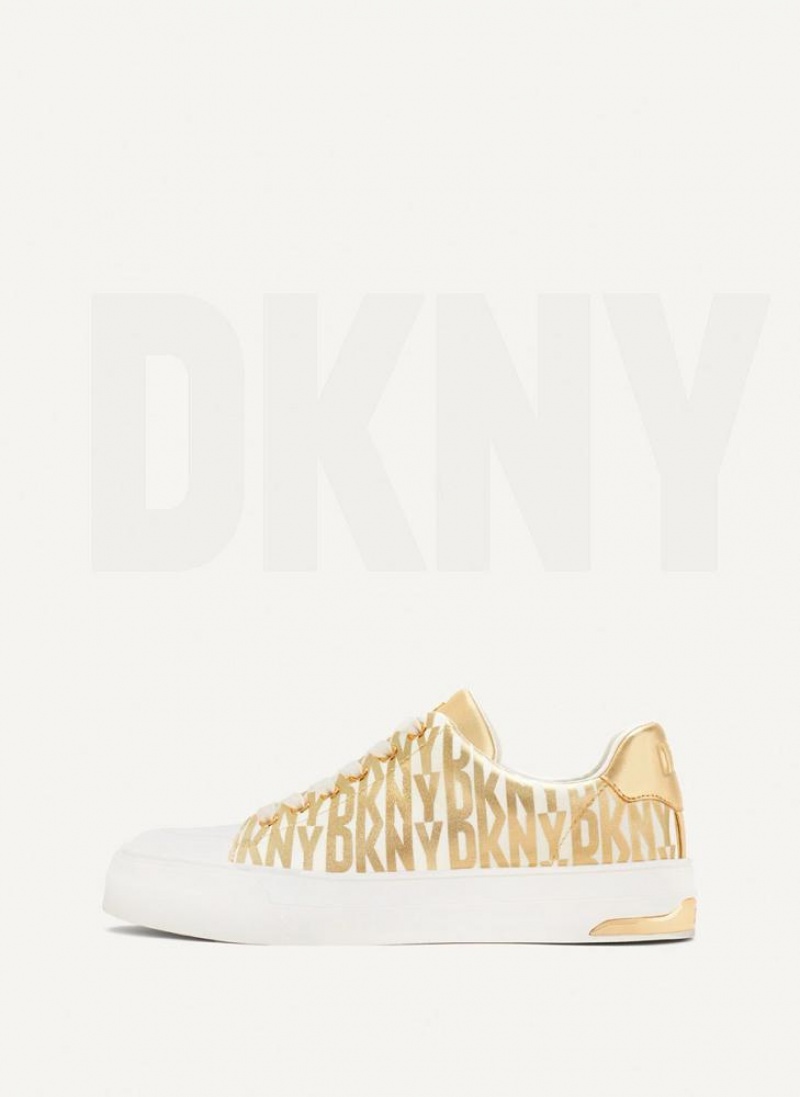 DKNY York Lace Up Women\'s Sneakers Gold | Ireland_D1807