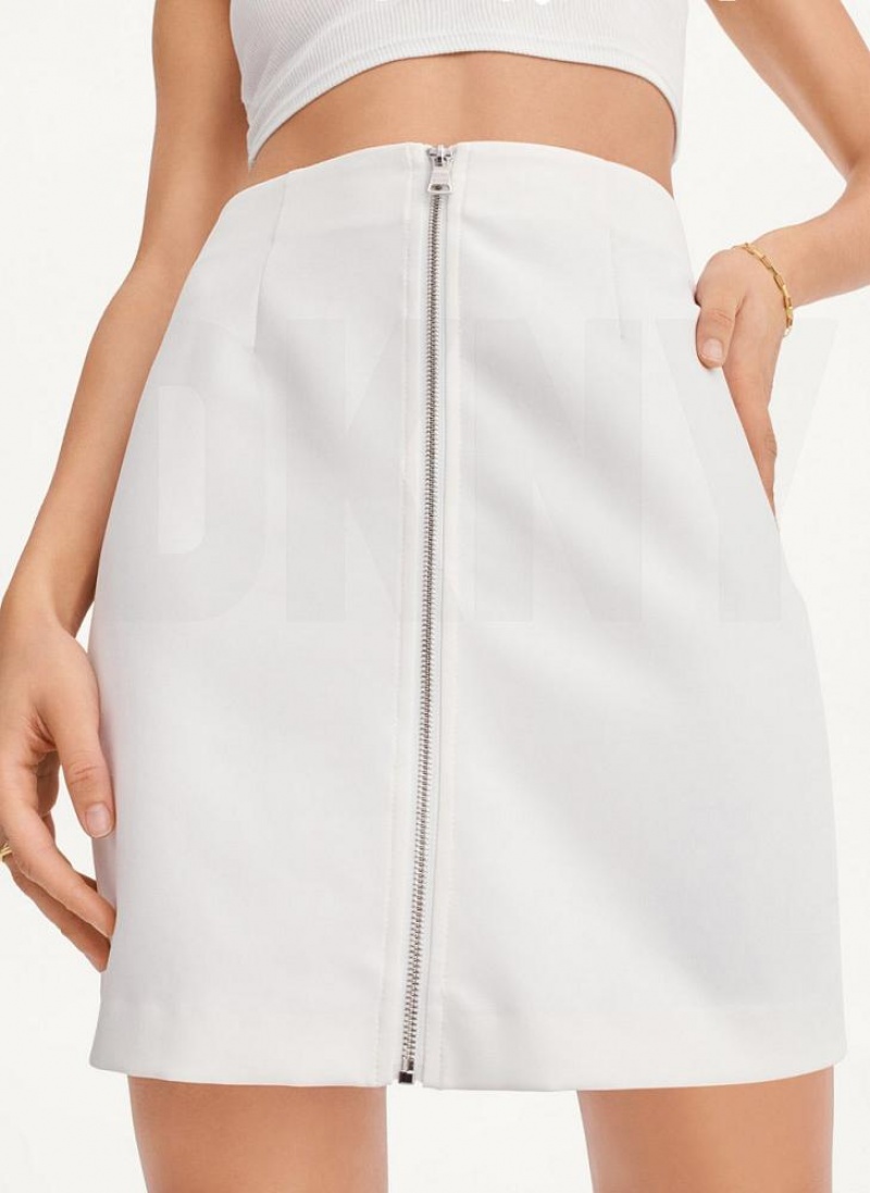 DKNY Zip Front Midi Women's Skirts White | Ireland_D1680